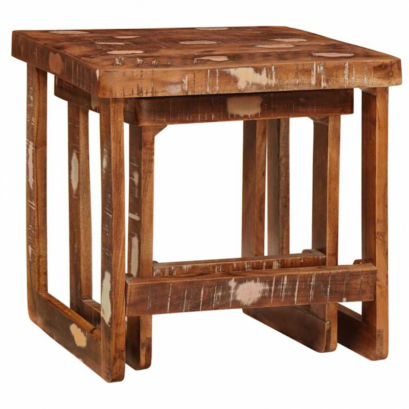 Stolik gniazdowy 2 pcs 46 x 46 x 45 cm Lite Drewno Recyklingowe