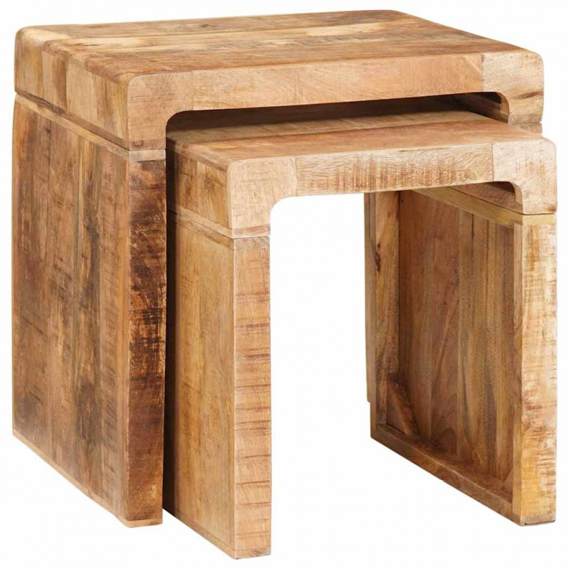 Stolik gniazdowy 2 pcs Brązowy 46 x 40 x 46 cm Drewno z mango
