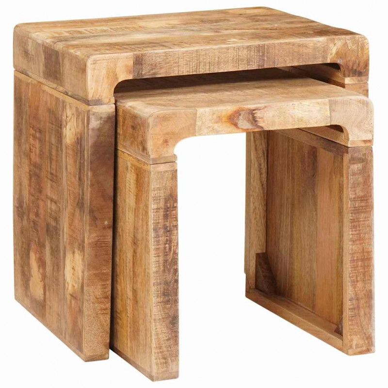 Stolik gniazdowy 2 pcs Brązowy 46 x 40 x 46 cm Drewno z mango