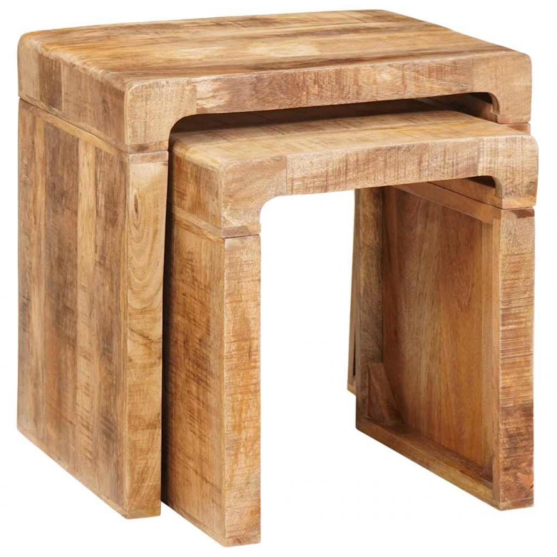 Stolik gniazdowy 2 pcs Brązowy 46 x 40 x 46 cm Drewno z mango