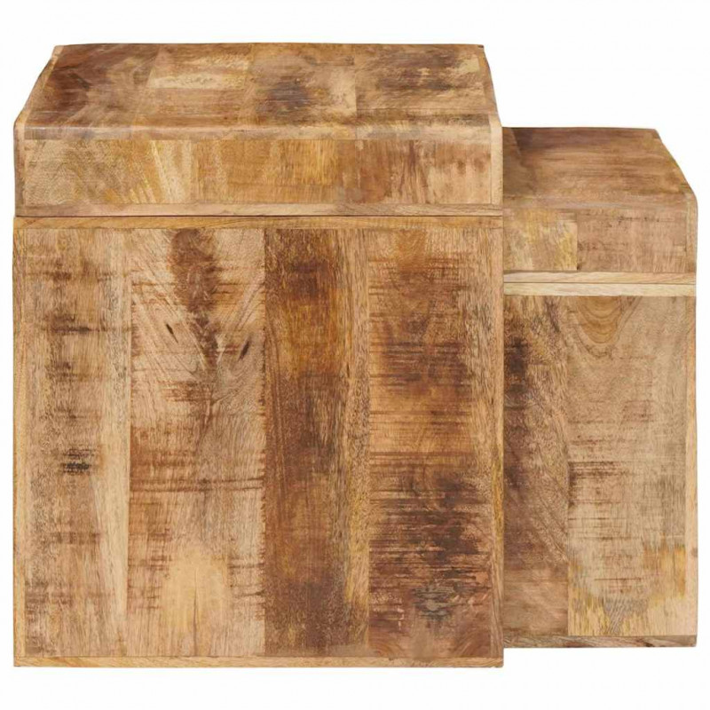 Stolik gniazdowy 2 pcs Brązowy 46 x 40 x 46 cm Drewno z mango