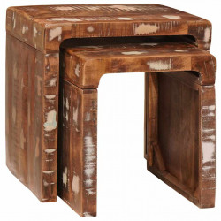 Stolik gniazdowy 2 pcs Brązowy Lite Drewno Recyklingowe