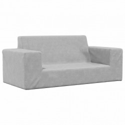 2-os. sofa dla dzieci, jasnoszara, miękki plusz