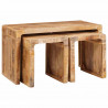 Stolik Nesting 3 pcs Brązowy Drewno z mango