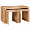 Stolik Nesting 3 pcs Brązowy Drewno z mango