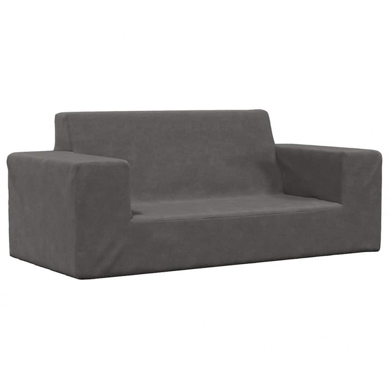 2-os. sofa dla dzieci, antracytowa, miękki plusz