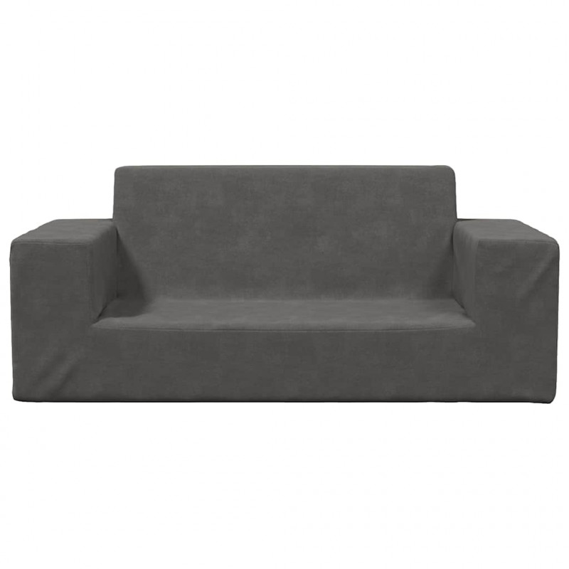 2-os. sofa dla dzieci, antracytowa, miękki plusz