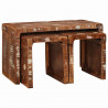 Stolik Nesting 3 pcs Brązowy Lite Drewno Recyklingowe