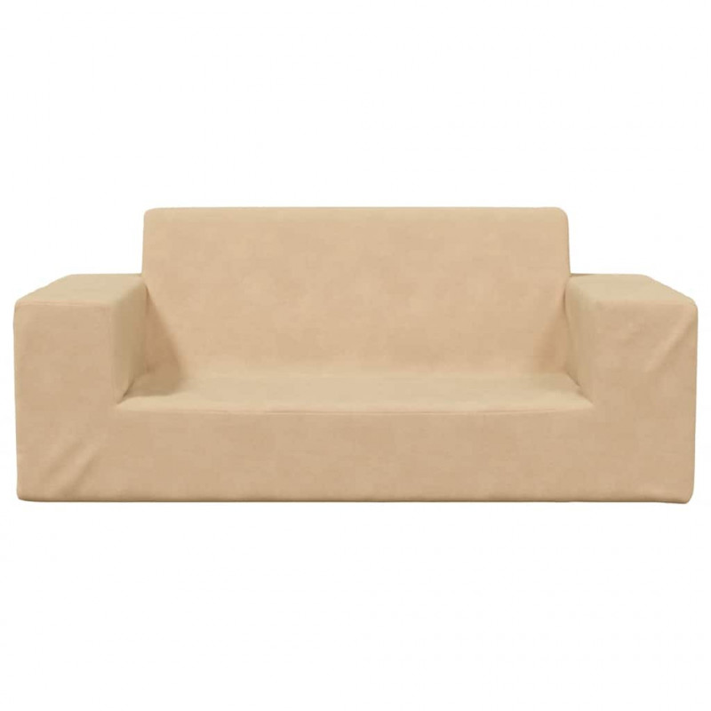 2-os. sofa dla dzieci, kremowa, miękki plusz