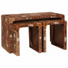 Stolik Nesting 3 pcs Brązowy Lite Drewno Recyklingowe