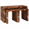 Stolik Nesting 3 pcs Brązowy Lite Drewno Recyklingowe