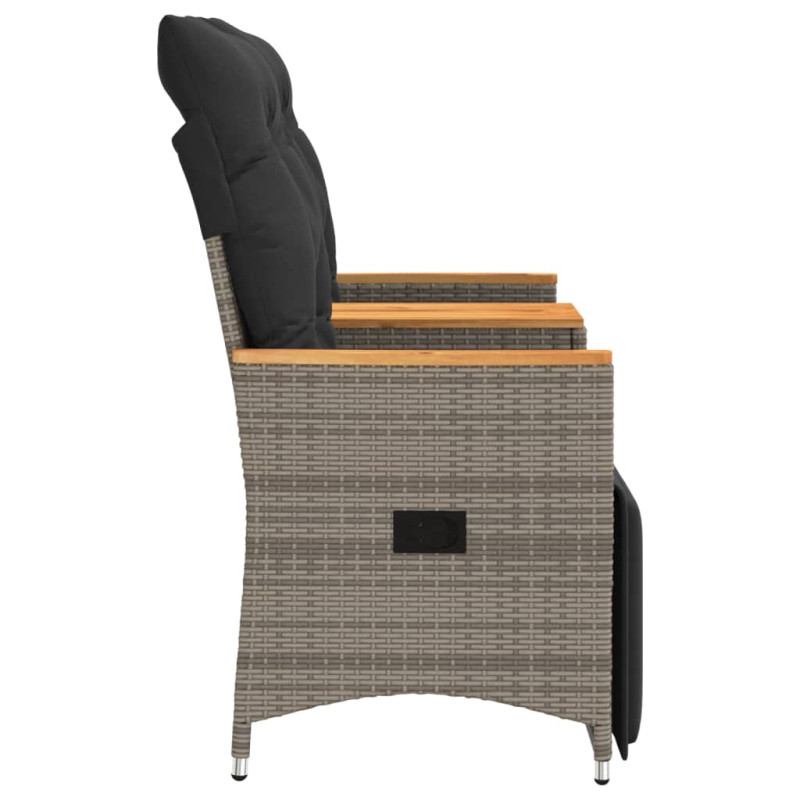 Rozkładana sofa ogrodowa dla 2 os., ze stolikiem, szara