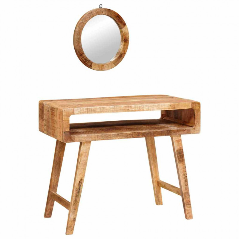 Toaletka Z lustrem Brązowy 90 x 76 x 45 cm Drewno z mango