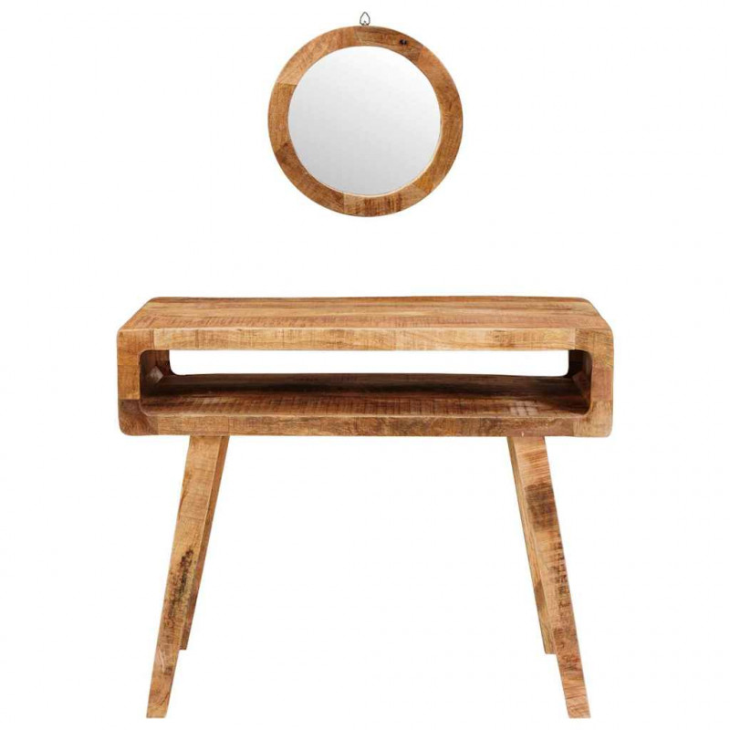 Toaletka Z lustrem Brązowy 90 x 76 x 45 cm Drewno z mango