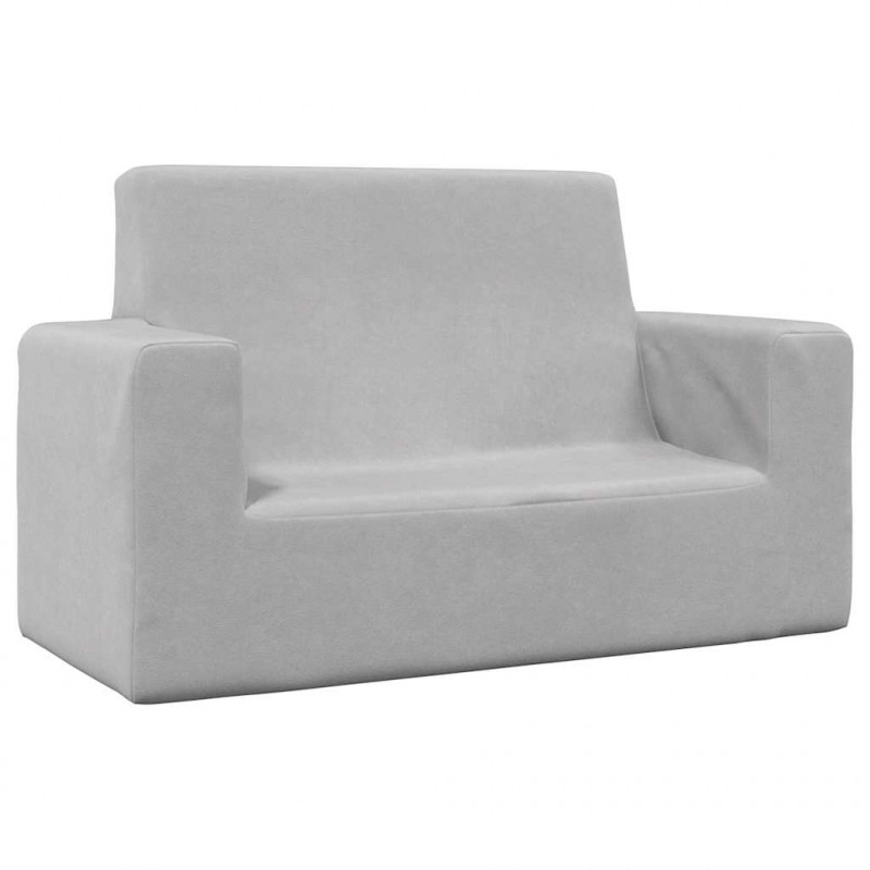 2-os. sofa dla dzieci, jasnoszara, miękki plusz
