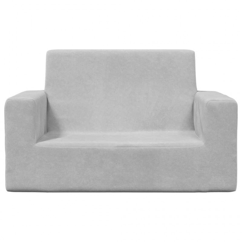 2-os. sofa dla dzieci, jasnoszara, miękki plusz
