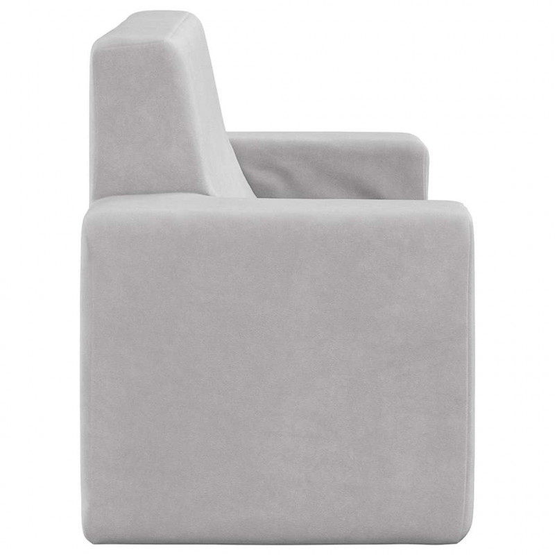 2-os. sofa dla dzieci, jasnoszara, miękki plusz
