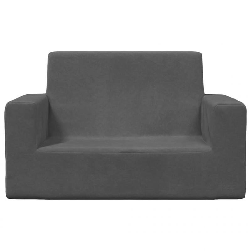 2-os. sofa dla dzieci, antracytowa, miękki plusz