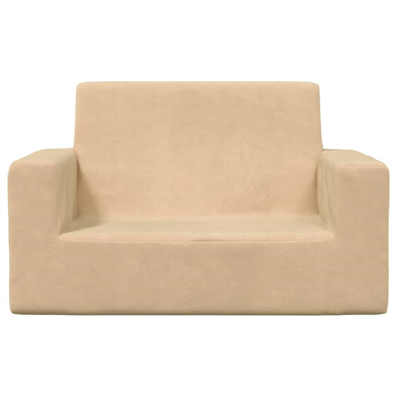 2-os. sofa dla dzieci, kremowa, miękki plusz