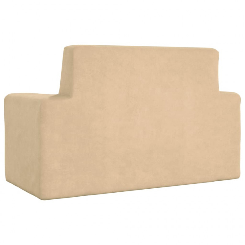 2-os. sofa dla dzieci, kremowa, miękki plusz