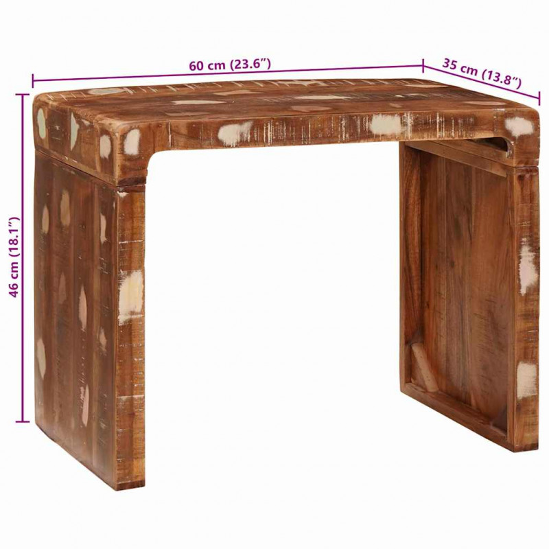 Stolik końcowy Brązowy 60 x 35 x 46 cm Lite Drewno Recyklingowe