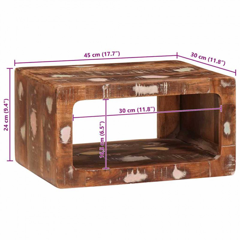 Stolik nocny 2 pcs Brązowy Lite Drewno Recyklingowe