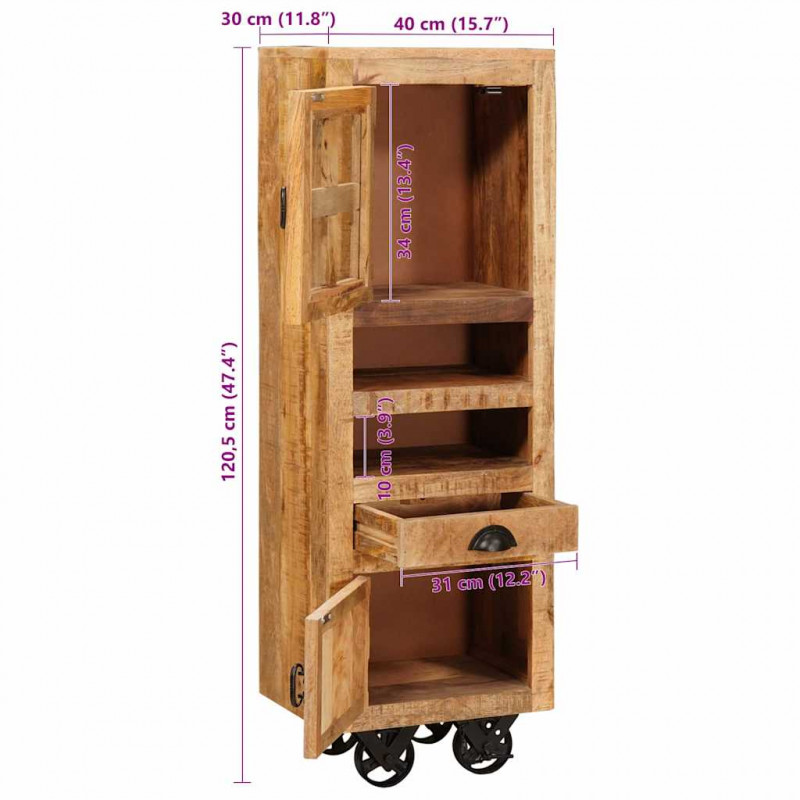 Highboard Brązowy 40 x 30 x 120,5 cm lite drewno mango