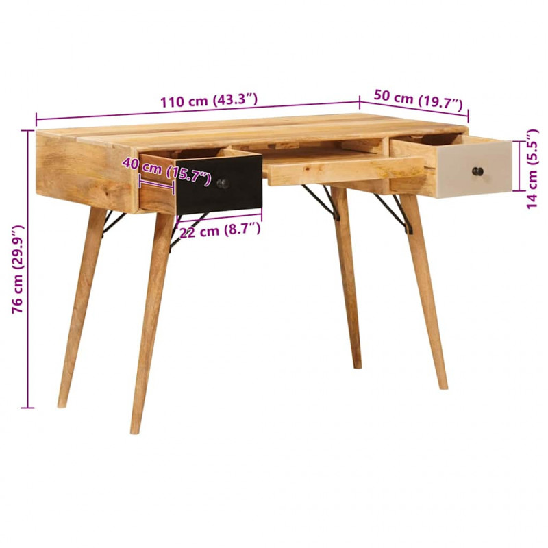 Biurko do pisania Brązowy 110 x 55 x 76 cm Drewno z mango