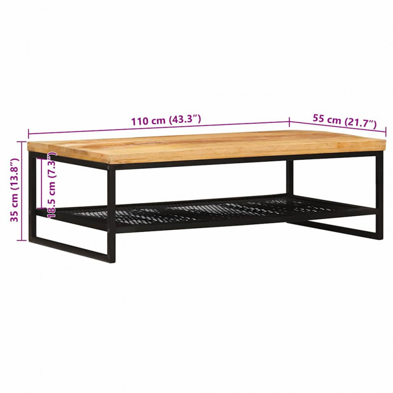Stolik kawowy Brązowy i czarny 110 x 55 x 35 cm Drewno z mango