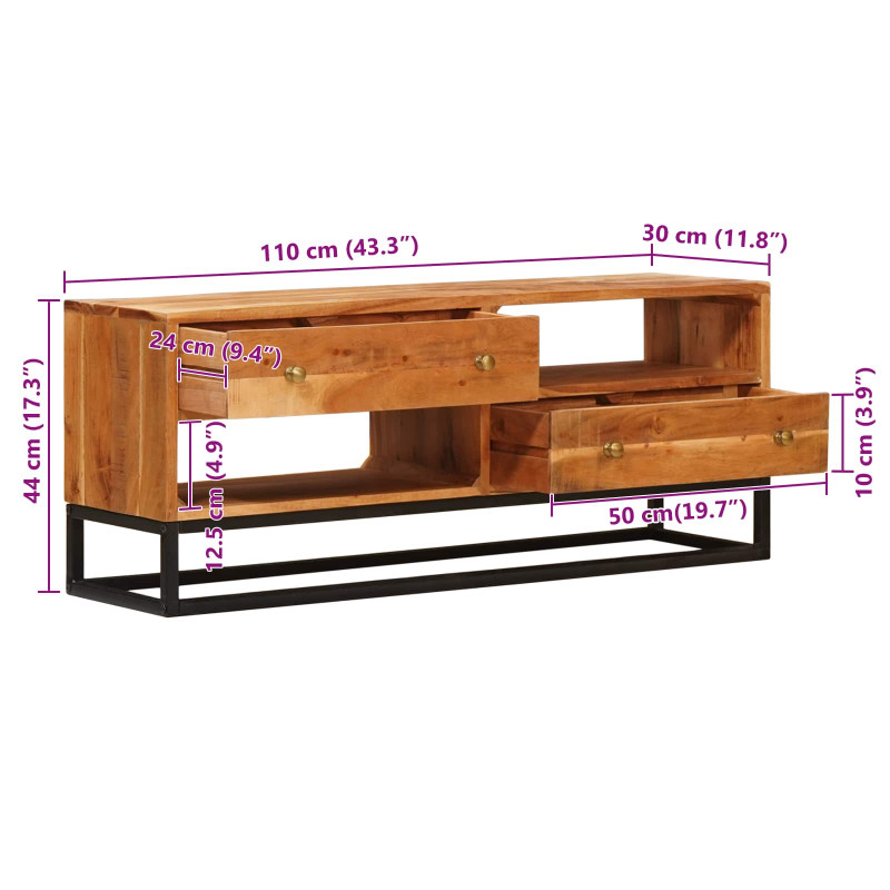 Szafka pod telewizor z szufladą Naturalny 110 x 30 x 44 cm