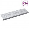 Stopień Prostokątny 10 pcs Srebrny 60 x 18 x 2,5 cm Aluminium