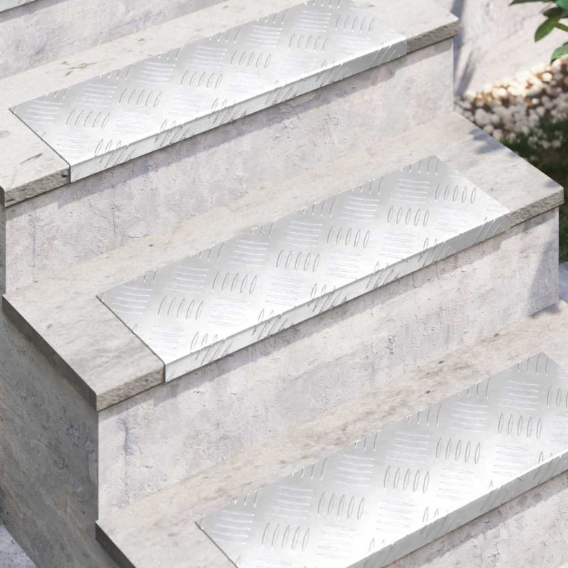 Stopień Prostokątny 10 pcs Srebrny 60 x 18 x 2,5 cm Aluminium