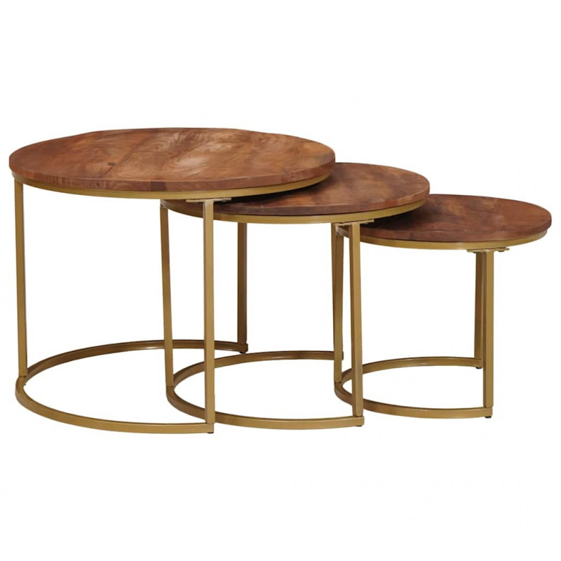 Nesting Stoły Kawowe 3 pcs Lite drewno mango i stal