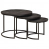 Nesting Stoły Kawowe 3 pcs Czarny Lite drewno mango i stal