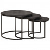 Nesting Stoły Kawowe 3 pcs Czarny Lite drewno mango i stal