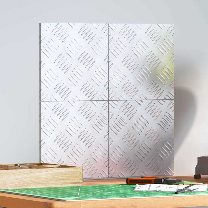 Stopień Kwadrat 4 pcs Srebrny 20 x 20 cm Aluminium