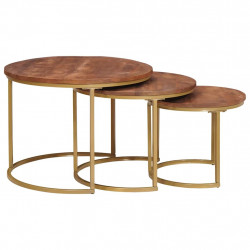 Nesting Stoły Kawowe 3 pcs Lite drewno mango i stal