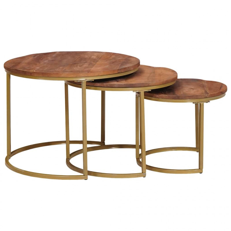 Nesting Stoły Kawowe 3 pcs Lite drewno mango i stal