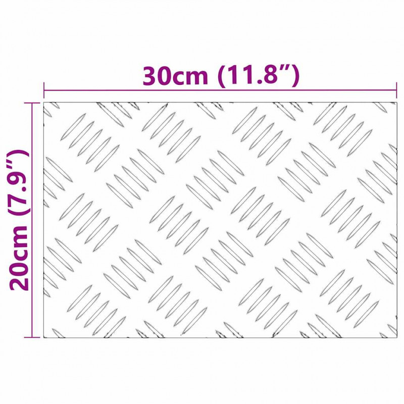 Stopień Prostokątny 4 pcs Srebrny 30 x 20 cm Aluminium