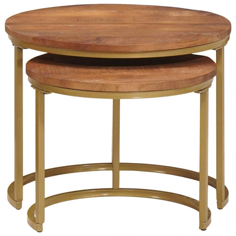 Nesting Stoły Kawowe 2 pcs Lite drewno mango i stal