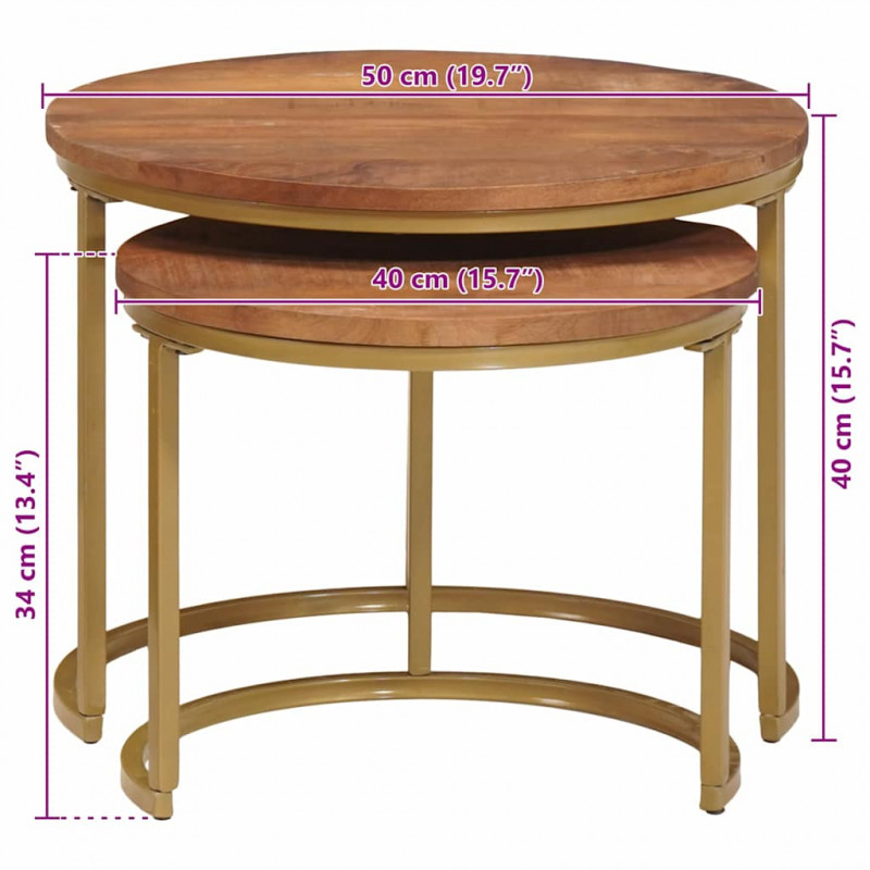 Nesting Stoły Kawowe 2 pcs Lite drewno mango i stal