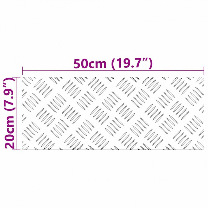 Stopień Prostokątny 2 pcs Srebrny 50 x 20 cm Aluminium
