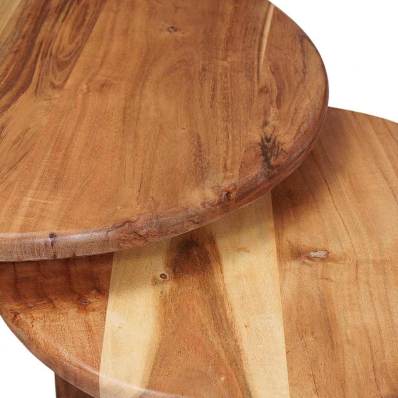 Nesting Stoły Kawowe 2 pcs Brązowy Lite Drewno Akacji