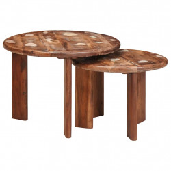 Nesting Stoły Kawowe 2 pcs Wielokolorowe Lite odzyskane drewno