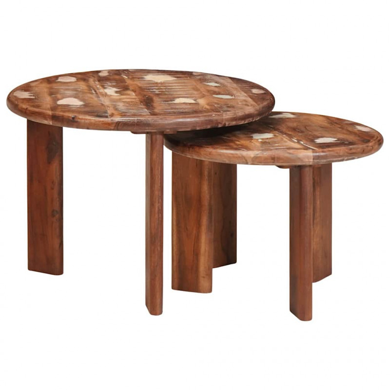 Nesting Stoły Kawowe 2 pcs Wielokolorowe Lite odzyskane drewno