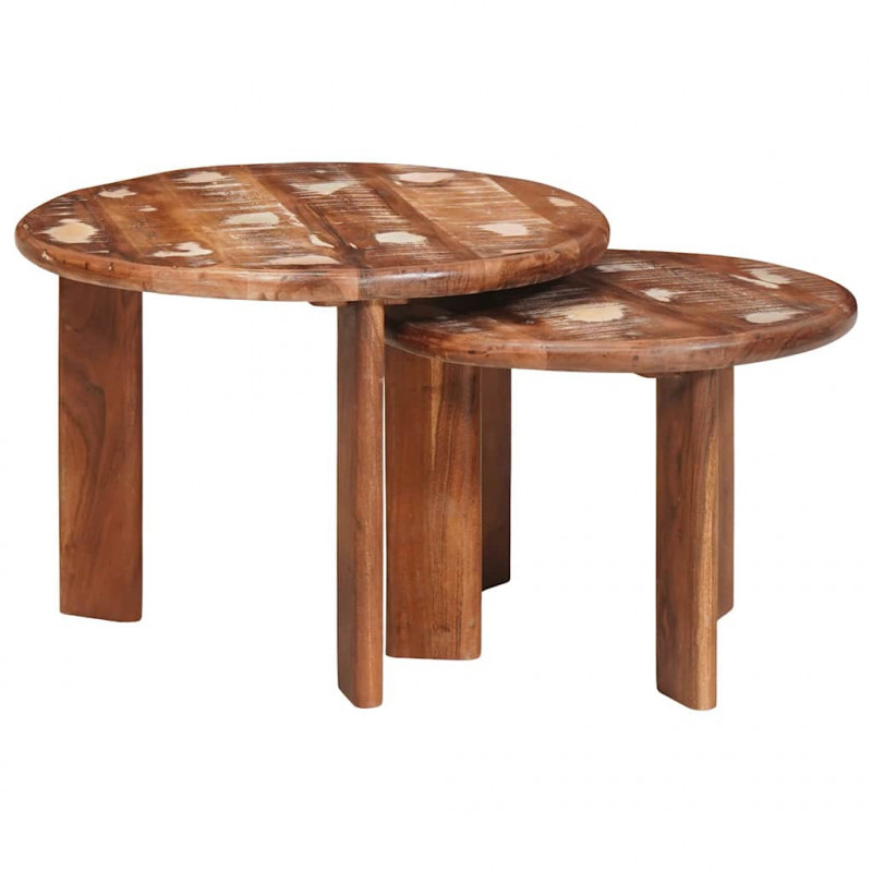 Nesting Stoły Kawowe 2 pcs Wielokolorowe Lite odzyskane drewno