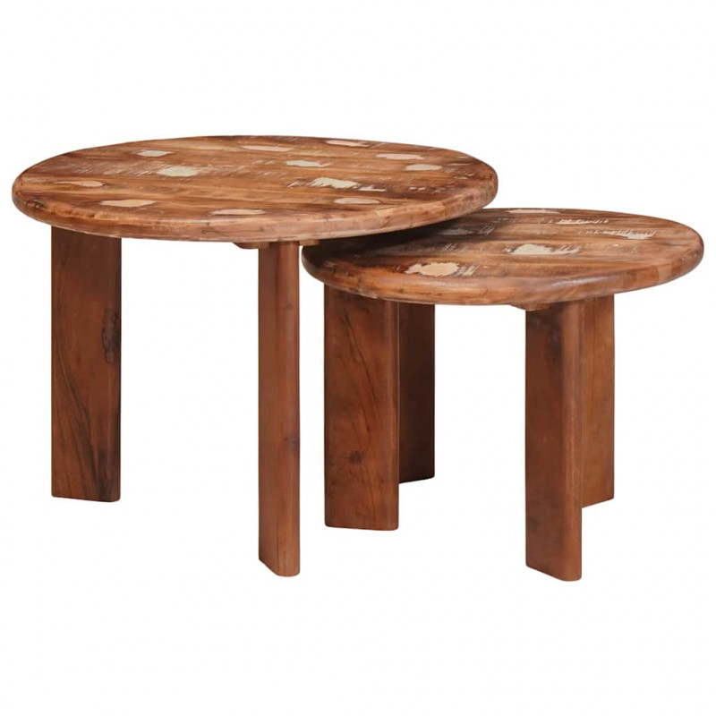 Nesting Stoły Kawowe 2 pcs Wielokolorowe Lite odzyskane drewno