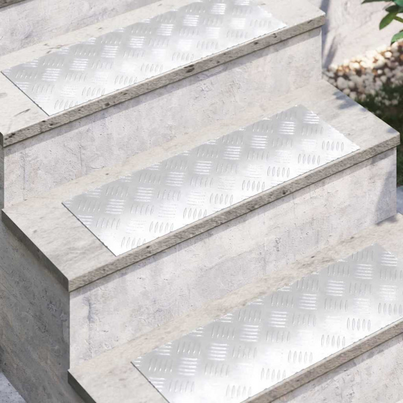 Stopień Prostokątny 4 pcs Srebrny 60 x 20 cm Aluminium
