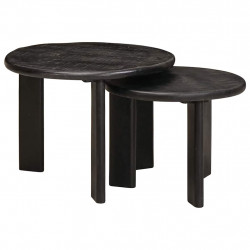 Nesting Stoły Kawowe 2 pcs Biały Drewno z mango