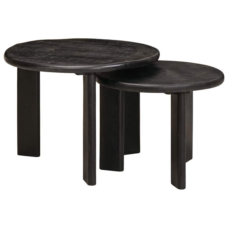 Nesting Stoły Kawowe 2 pcs Biały Drewno z mango
